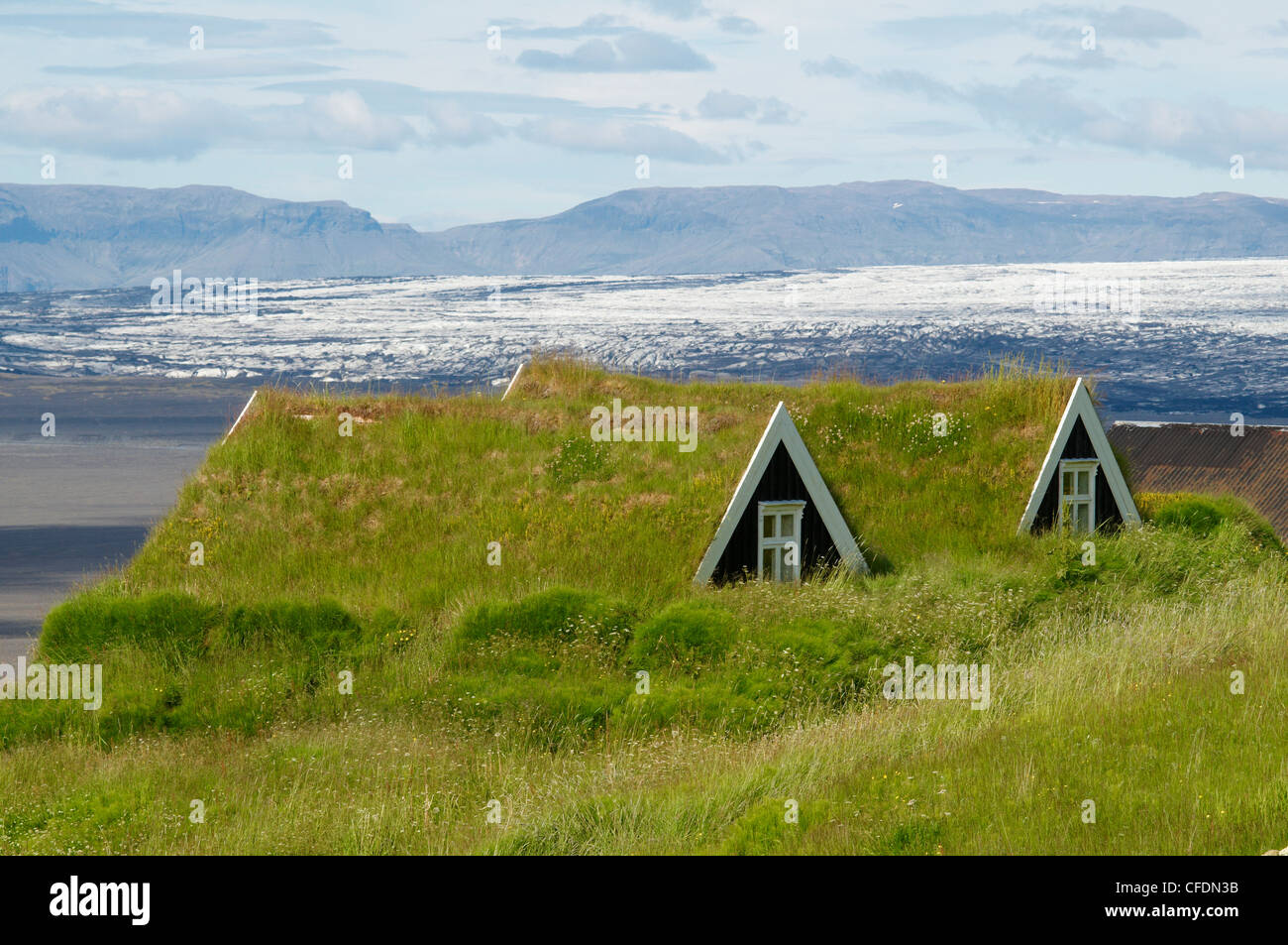 Traditioneller Bauernhof, Skaftafell, Island, Polarregionen Stockfoto