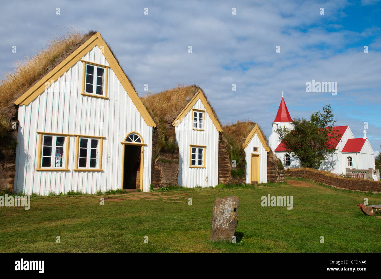 Traditionelle Hof Glaumbaer um Varmahlid, Island, Polarregionen Stockfoto