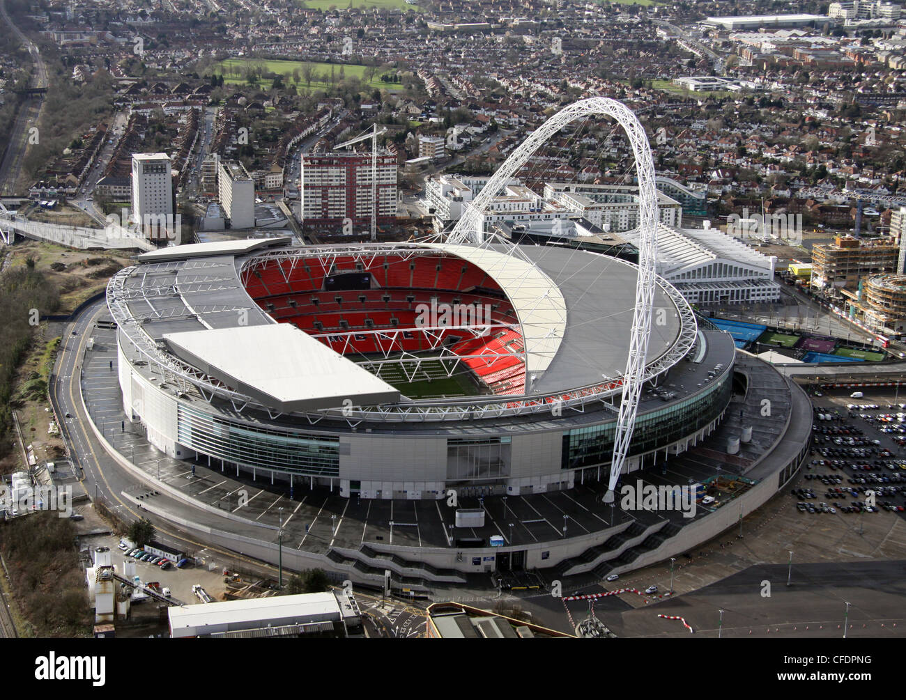 Luftaufnahme des Wembley-Stadion, London Stockfoto