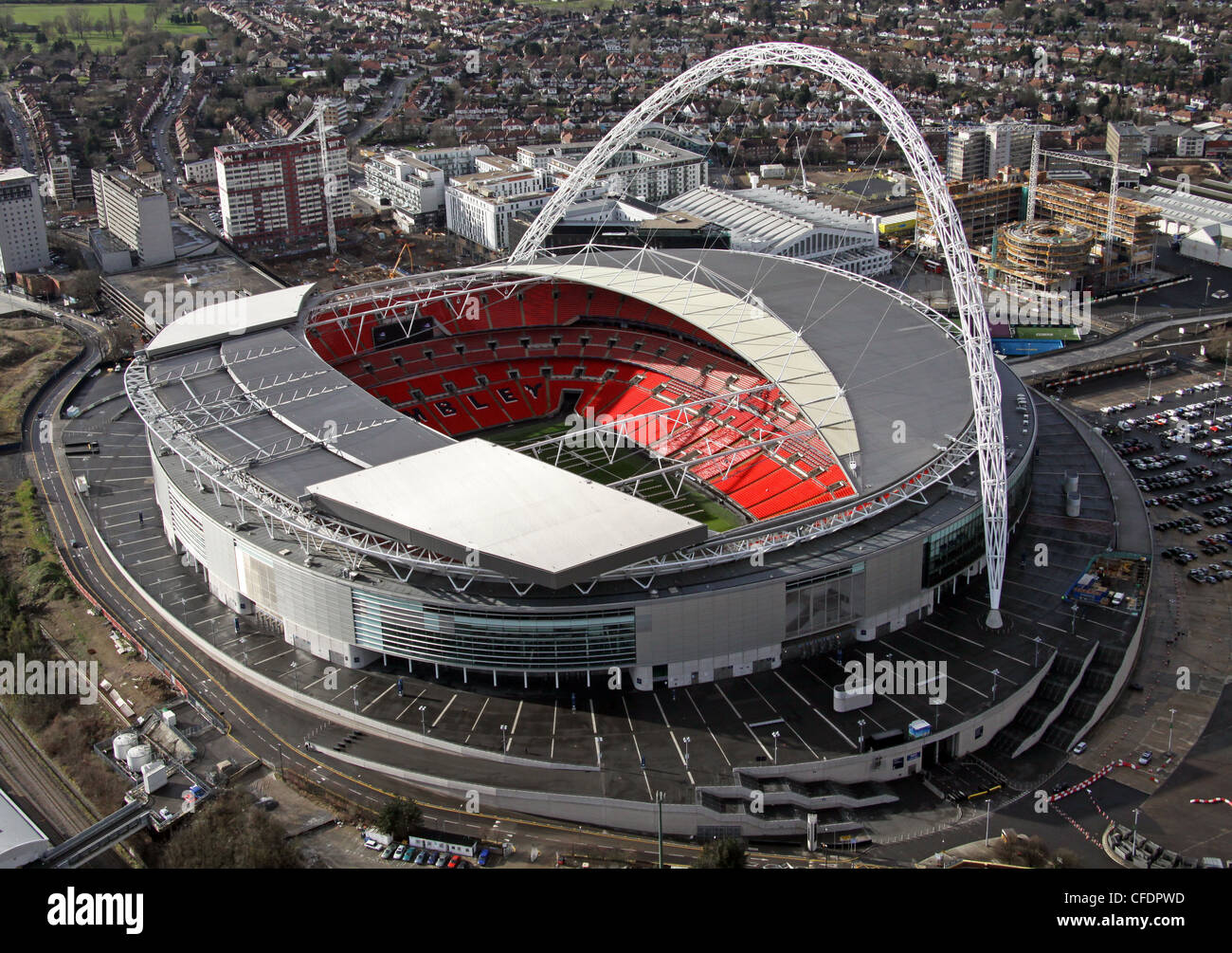 Luftaufnahme des Wembley-Stadion, London Stockfoto