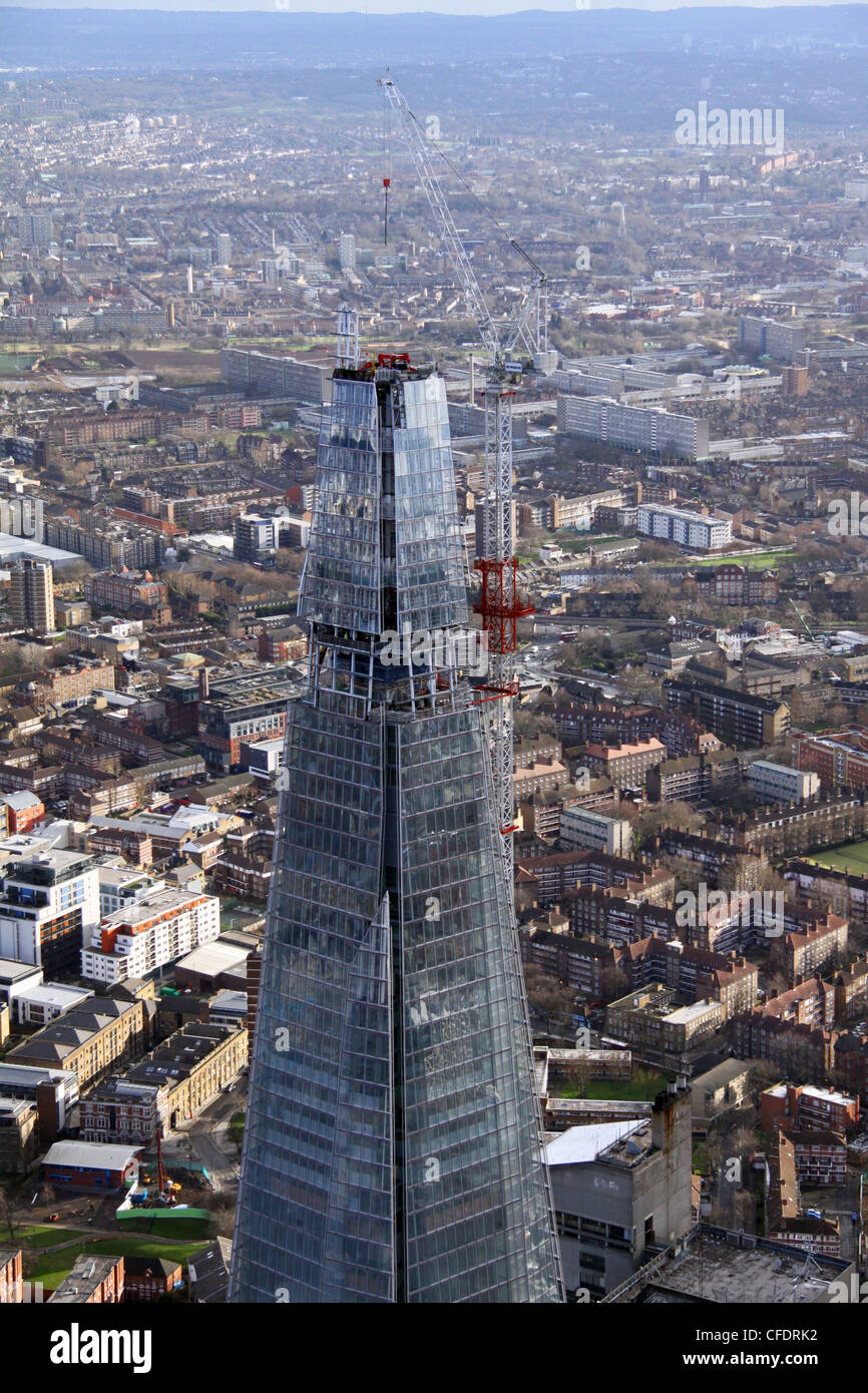 Luftaufnahme des oberen Teils der Shard, London Stockfoto