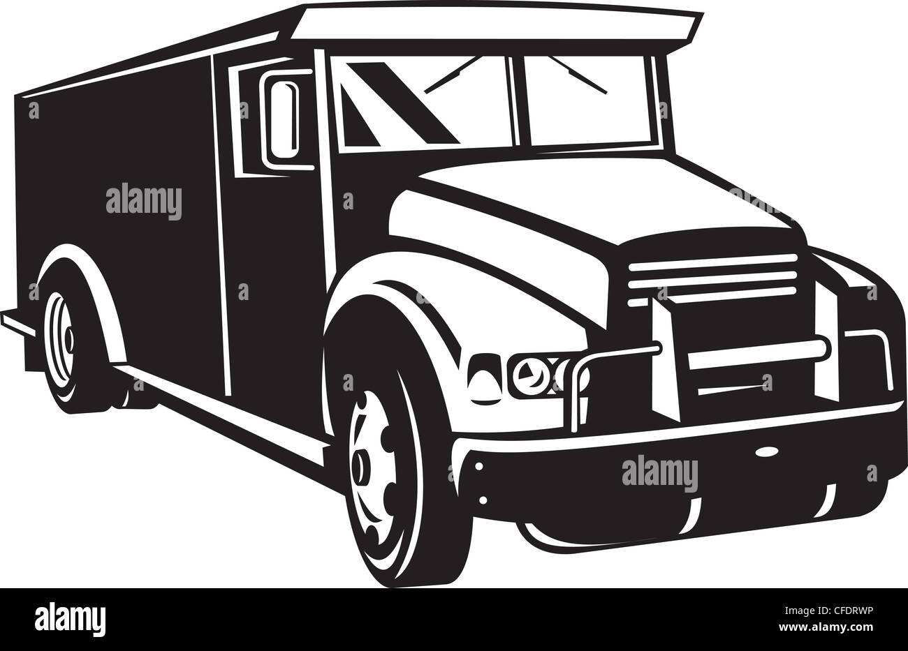 Beispiel für ein gepanzertes Auto von vorne setzen innen auf weißem Hintergrund isoliert betrachtet Stockfoto