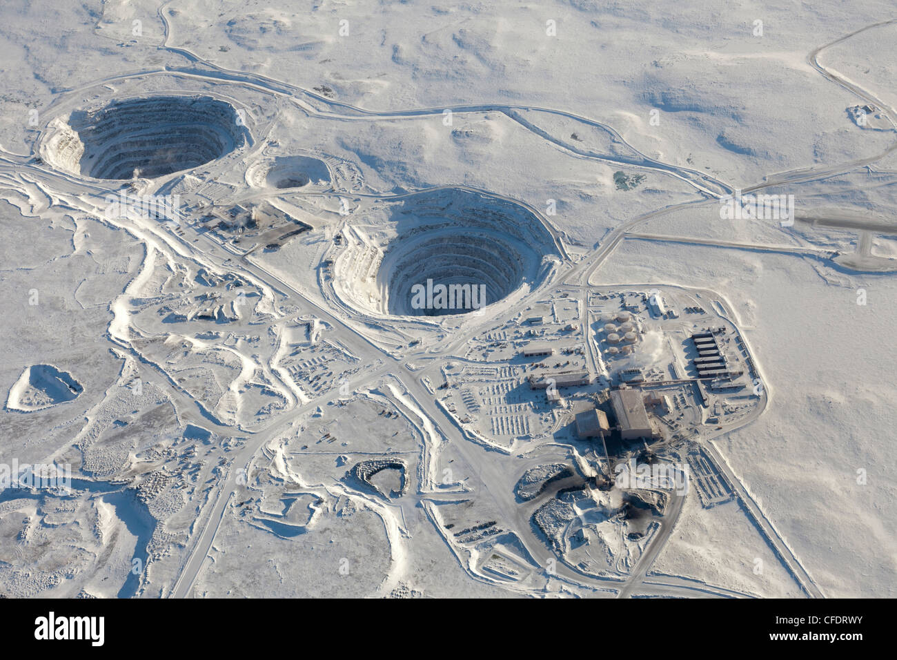 BHP Billitons Ekati Diamond Mine, befindet sich in der Tundra etwa 200 Meilen nördlich von Yellowknife, Northwest Territories, Kanada Stockfoto
