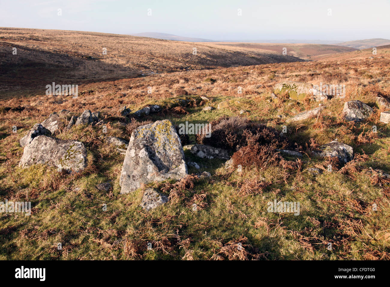Bronzezeit, verfallenes Haus, Dartmoor, Devon, England, Vereinigtes Königreich, Europa Stockfoto