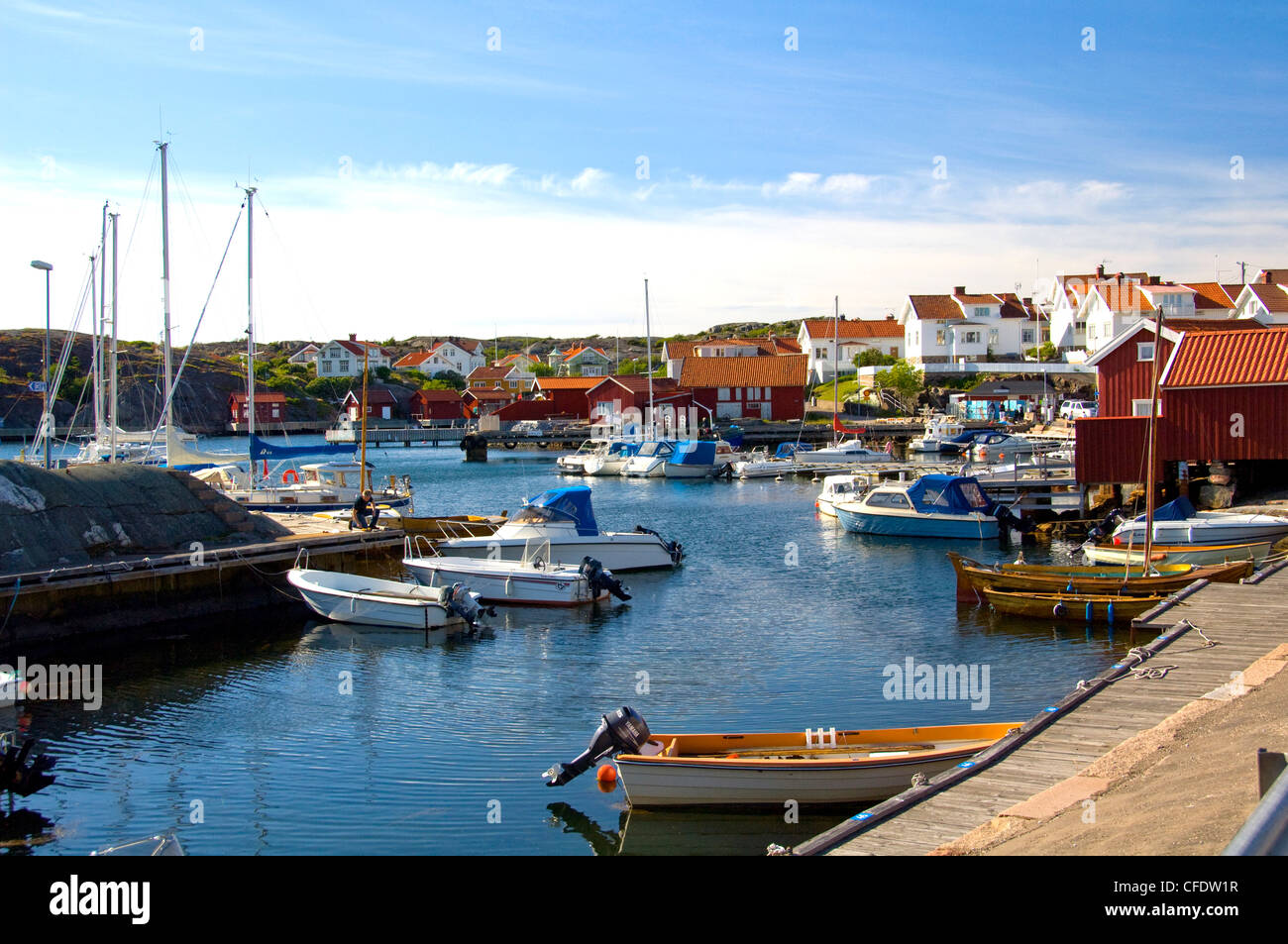 Hafen, Halleviksstrand, Stocken, Insel Orust, West Gotaland, Schweden, Skandinavien, Europa Stockfoto