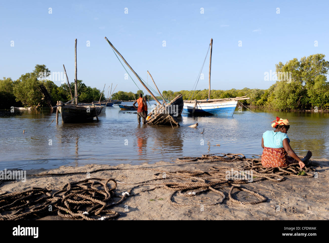 Daus, Hafen in der Nähe von Ibo Island, Mosambik, Afrika Stockfoto