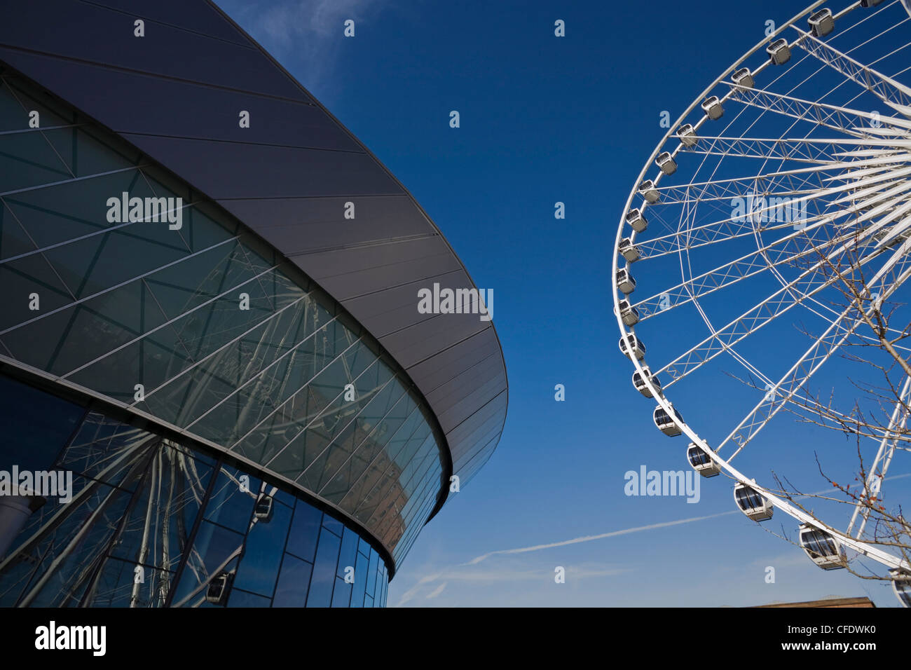 Das große Rad außerhalb der Echo Arena und Convention Centre, Liverpool, Merseyside, England, Vereinigtes Königreich, Europa Stockfoto
