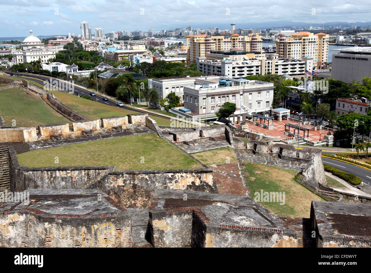 San Cristobal Schloss, ehemalige spanische Festung, UNESCO-Weltkulturerbe, San Juan, Puerto Rico, West Indies, Karibik Stockfoto