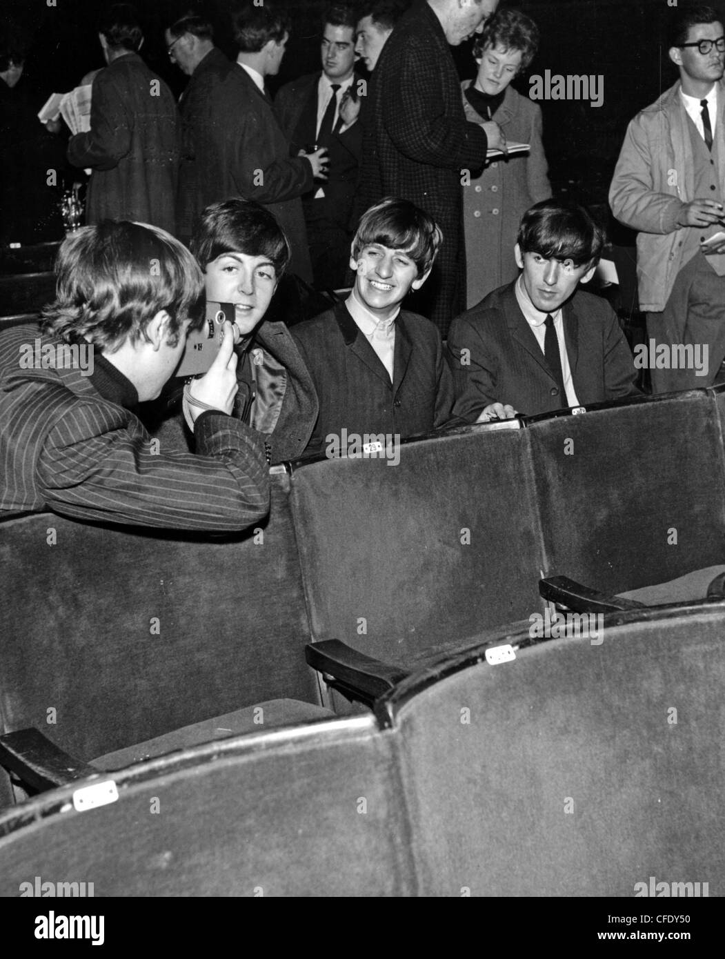 BEATLES im Jahr 1963 von linken John Lennon, Paul McCartney, Ringo Starr, George Harrison Stockfoto