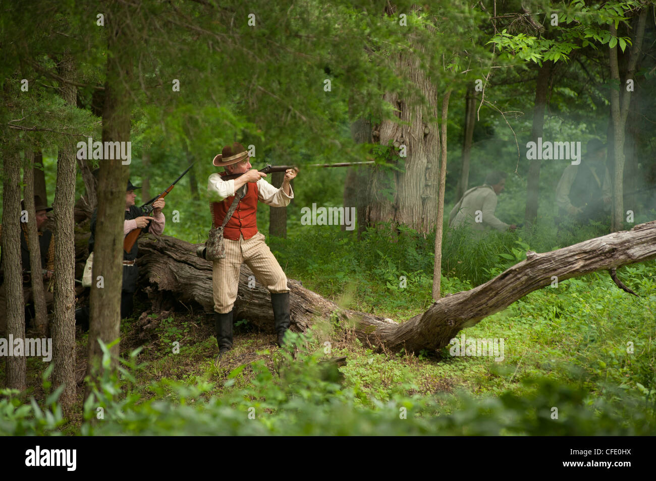 Black Jack Spiel, Civil War Reenactment, in der Nähe von Baldwin City, Kansas, Vereinigte Staaten von Amerika, Stockfoto