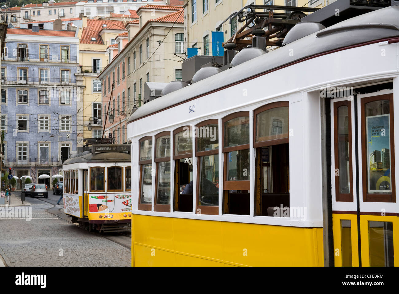 Straßenbahn in Praça Da Figueira, Bezirk Rossio, Lissabon, Portugal, Europa Stockfoto
