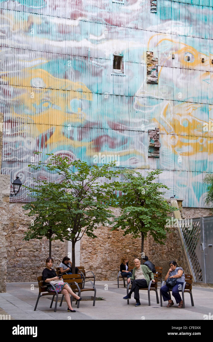 Les Olles Square, geboren District, Barcelona, Katalonien, Spanien, Europa Stockfoto