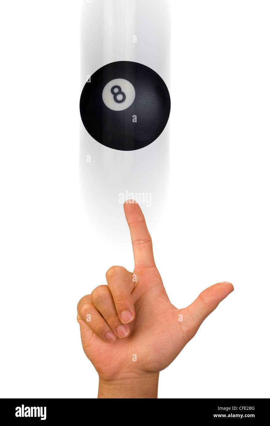 Eight Ball Balance. Stockfoto
