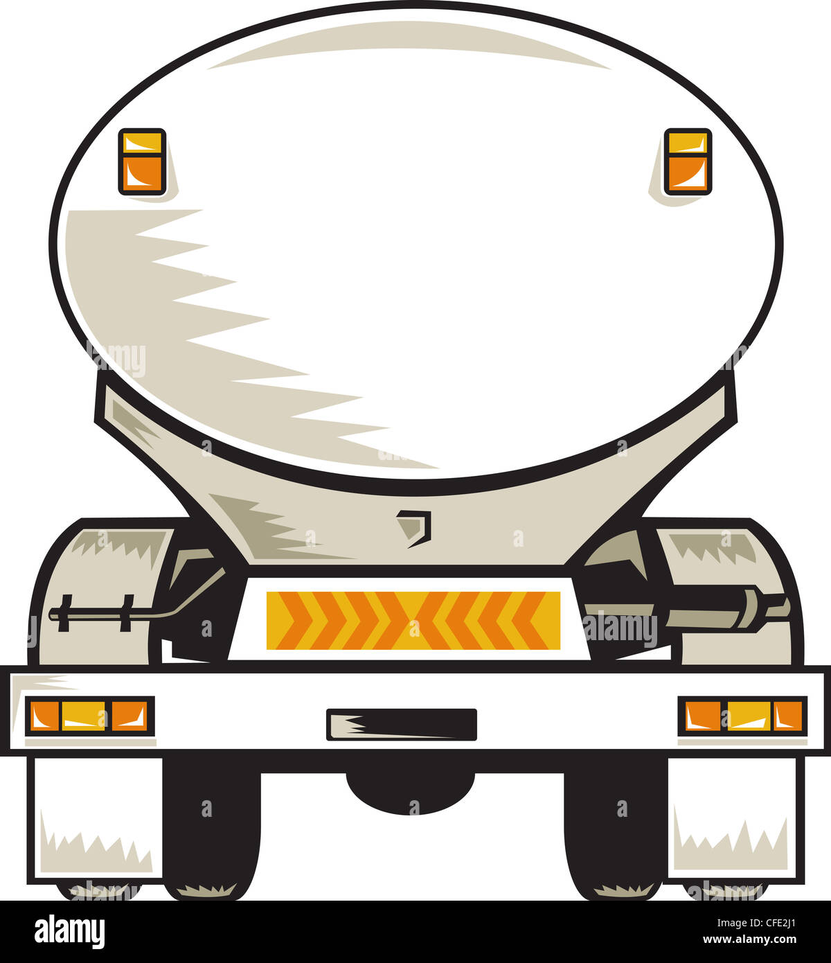 Beispiel für eine Fuel Tanker Rückansicht auf isolierte Hintergrund getan im retro-Stil Stockfoto