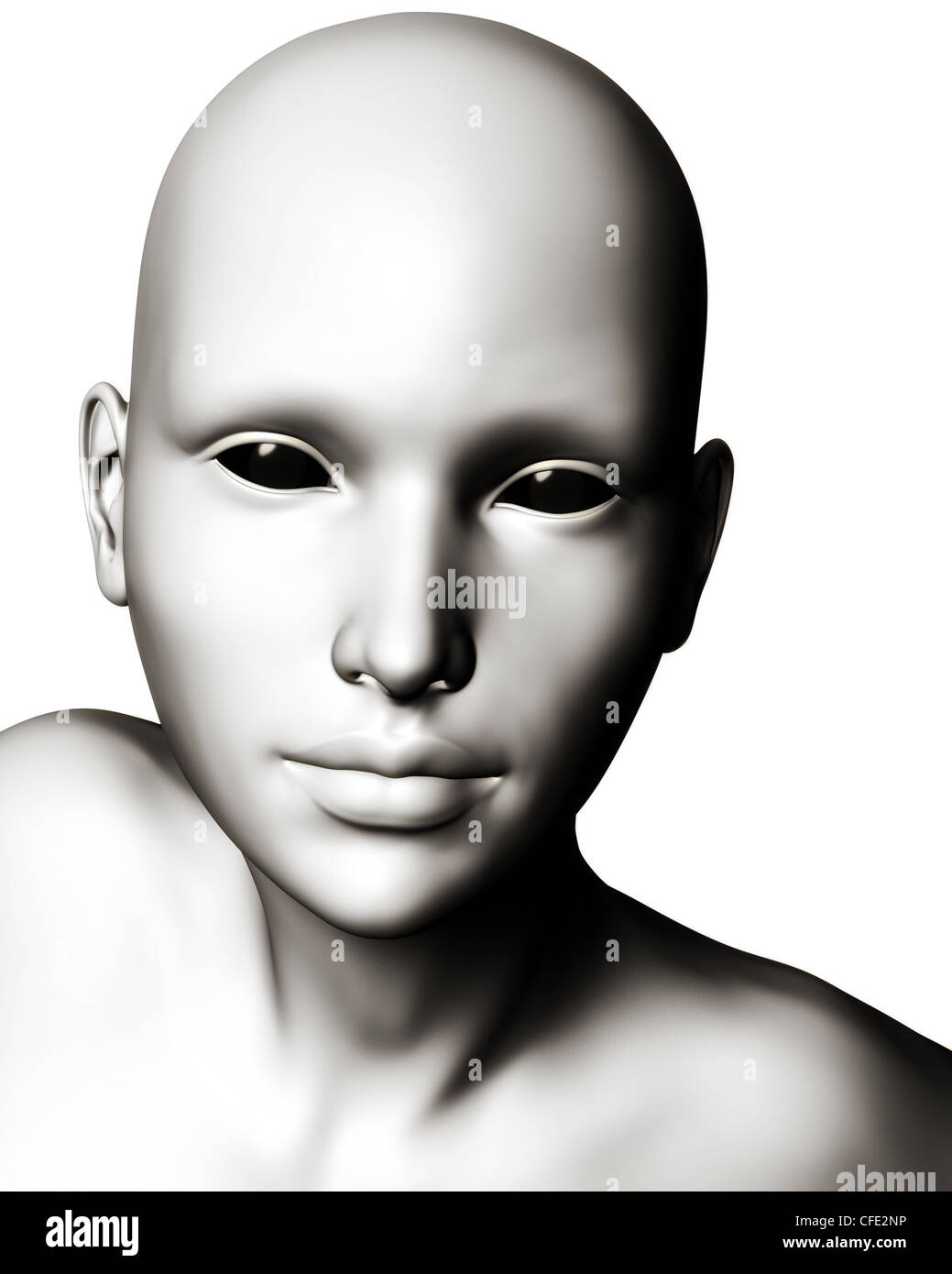 Digitale Illustration einer bizarren, futuristische Sci-Fi-Alien oder Cyborg Typ Kreatur. Stockfoto