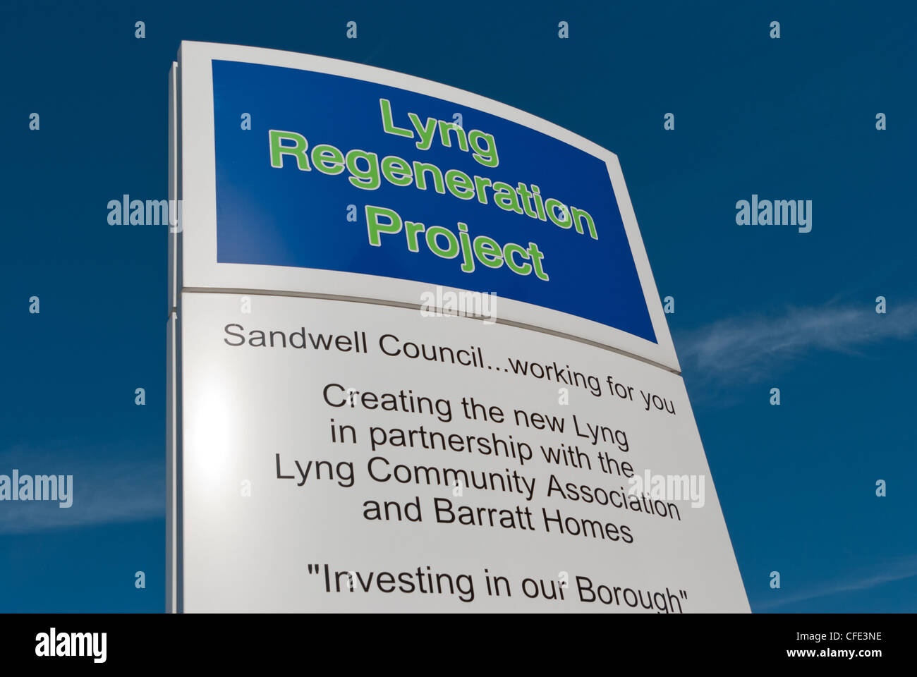 Wegweiser für Lyng Revitalisierungsprojekt in West Bromwich, Sandwell und Dudley, West Midlands, UK Stockfoto