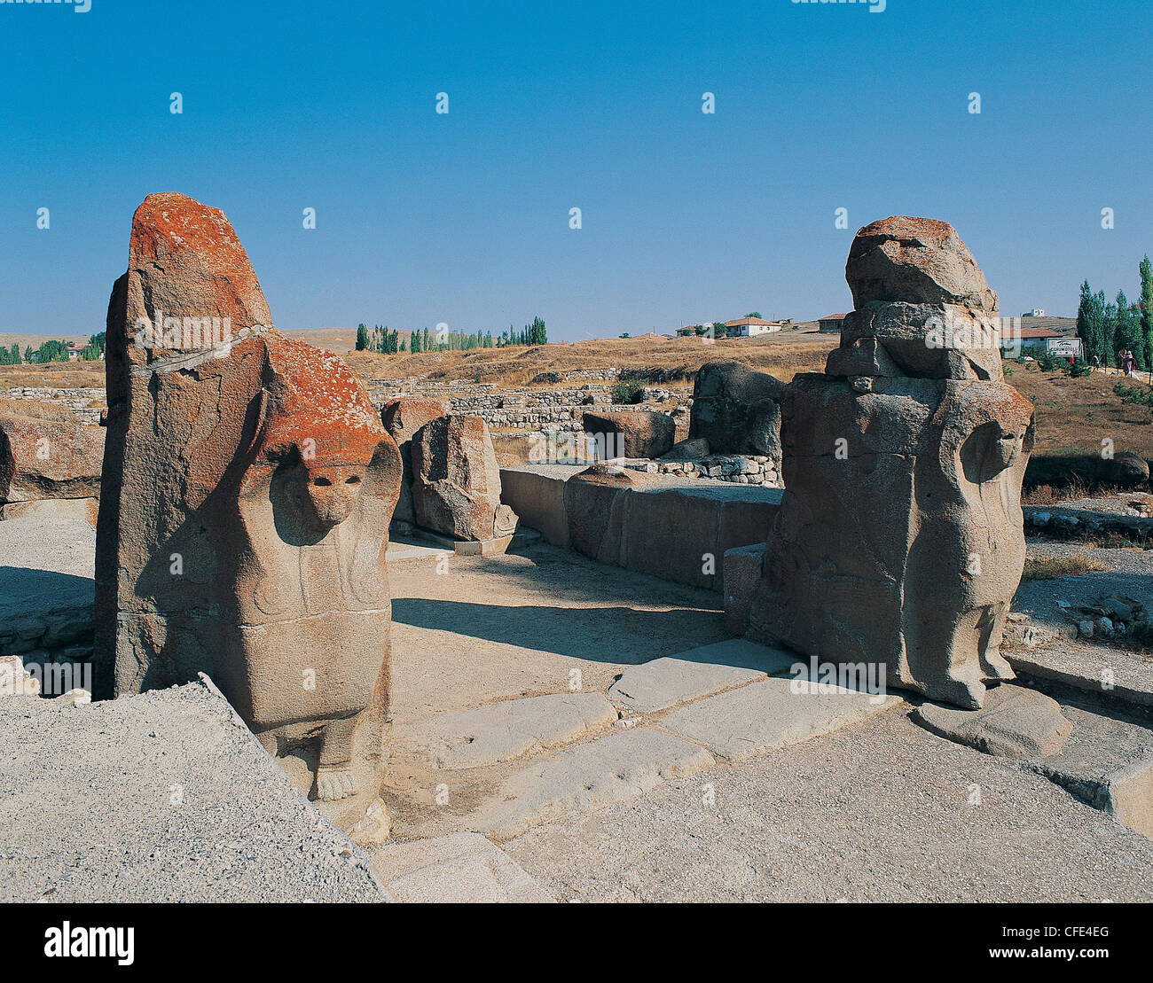 Sphinx-Tor der Altstadt Hattusas der Hethiter Türkei Stockfoto
