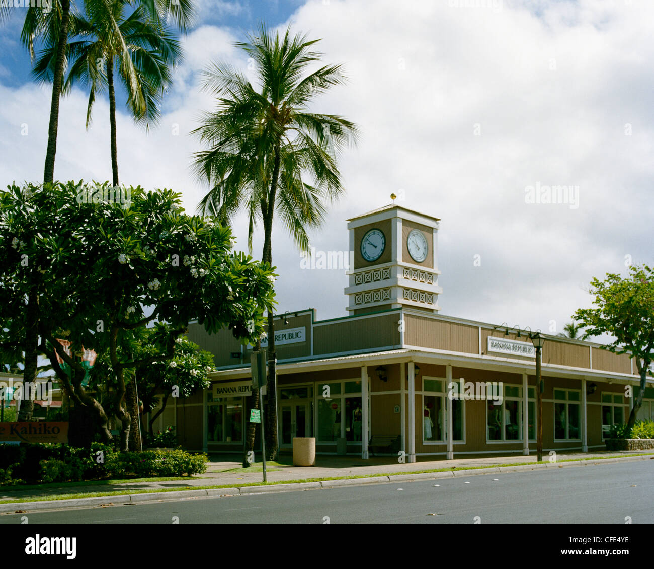 Shopping Mall mit Clocktower Lahaina Maui Hawaii Stockfoto