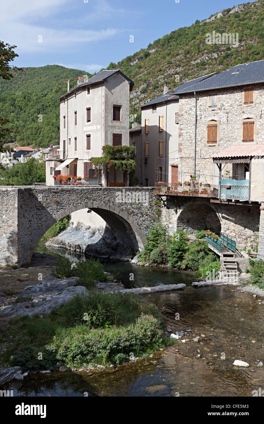 Dourdou de Camares Fluss, Brusque, Aveyron, Frankreich Stockfoto