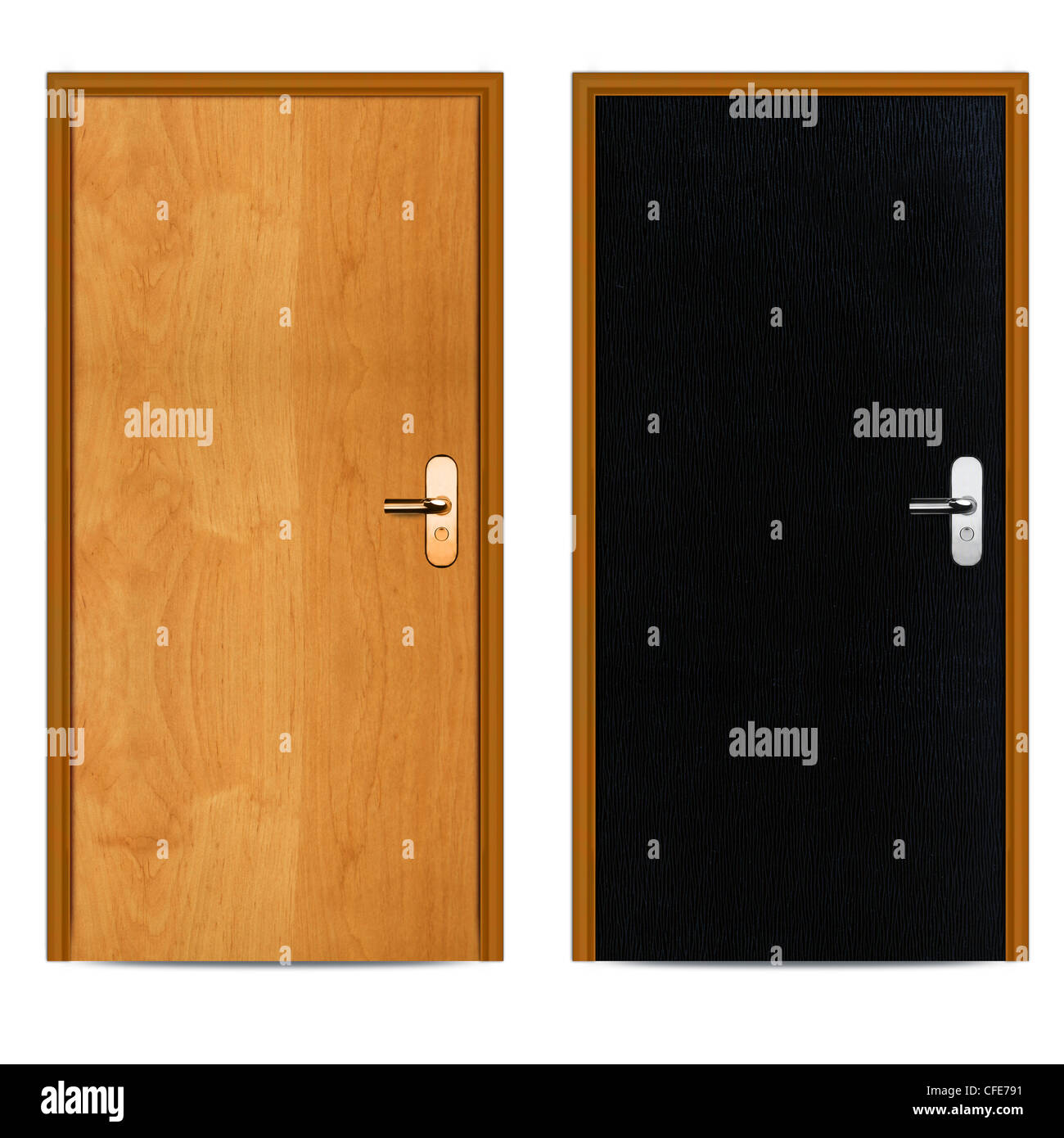 Innen Schwarz Und Braun Wohnung Holztur Isoliert Auf Weiss Stockfotografie Alamy