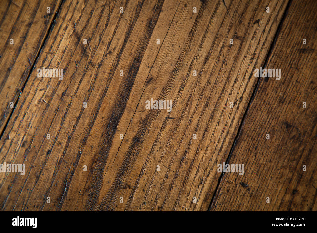 zerkratzt und grobe alten Holzboden Textur Stockfoto