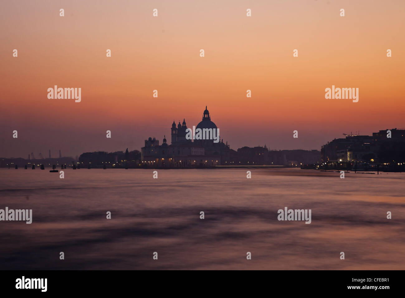 Santa Maria della Salute, Venedig, Veneto, Italien, Sonnenuntergang Stockfoto