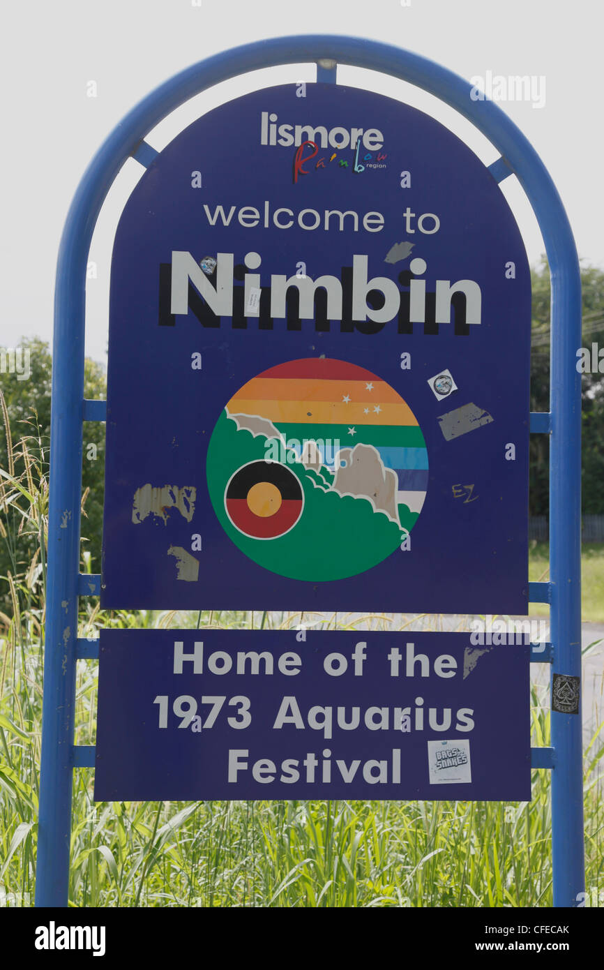 Die Hippie-Stadt Nimbin in New South Wales, Australien, wo die 1973 New Age Aquarius Festival stattfand Stockfoto