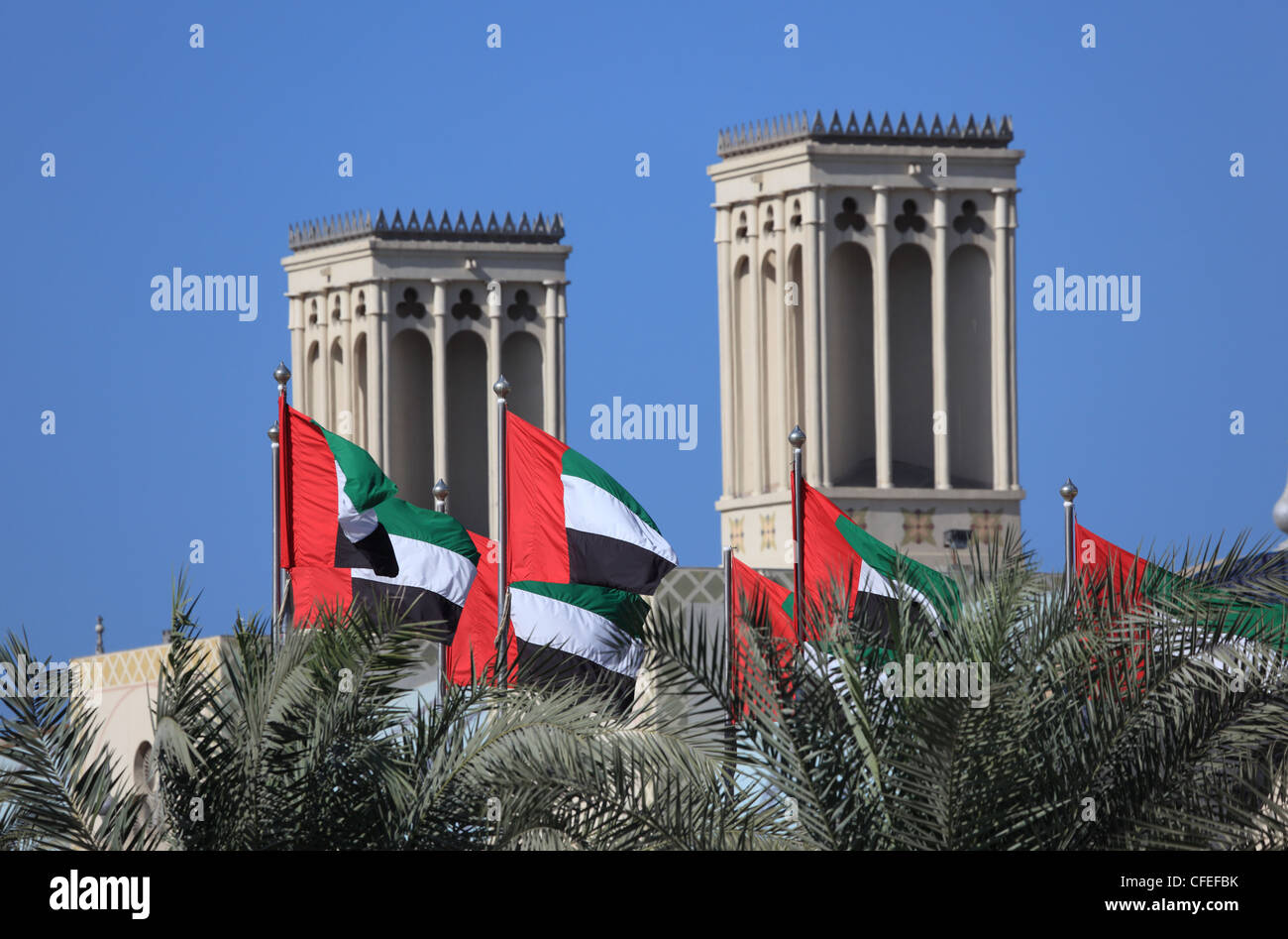 Flaggen der Vereinigten Arabischen Emirate Stockfoto