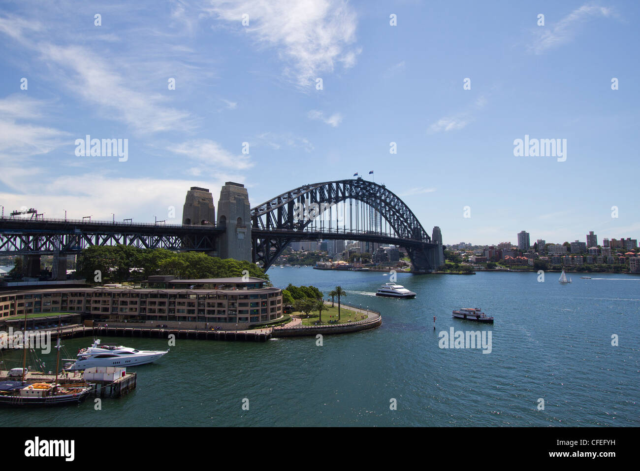 Blick auf die Harbour Bridge in Sidney, Australien Stockfoto