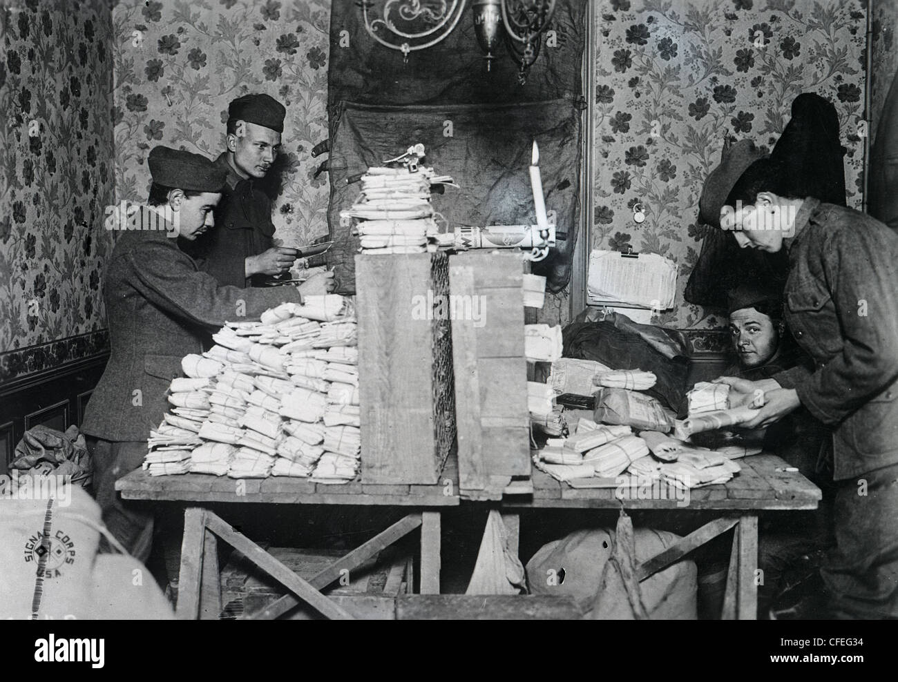 27. Division jungen sortieren Sie die Mail an Crobie. DEM ERSTEN WELTKRIEG 1918 Stockfoto