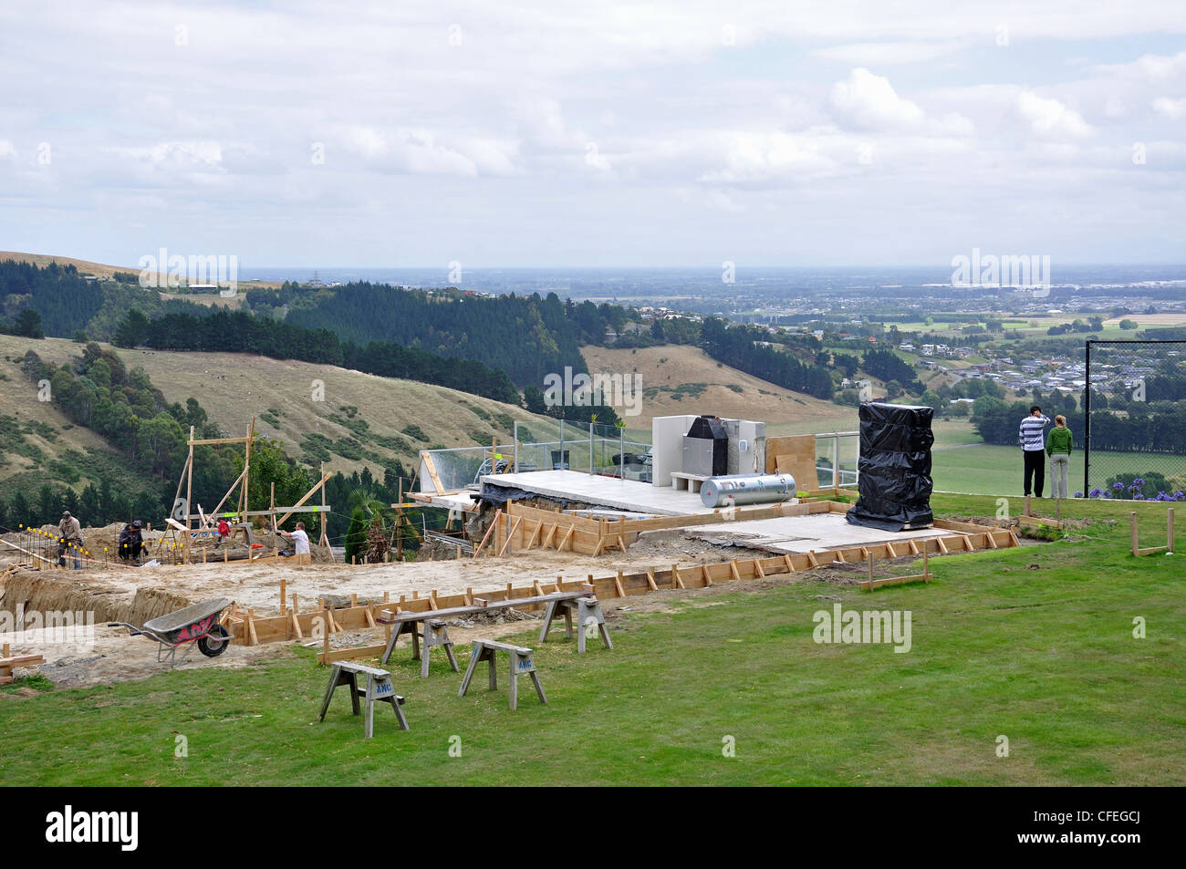 Haus-Wiederaufbau nach Erdbeben in der Region Kaschmir, Christchurch, Canterbury, Südinsel, Neuseeland Stockfoto