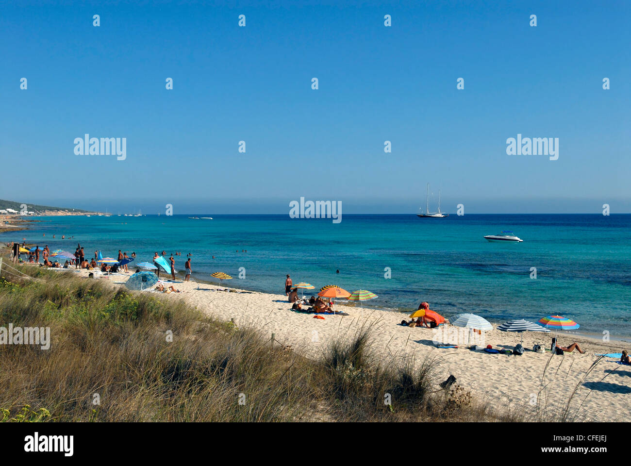 Strand Dünen Es Mitjorn Formentera Balearen Spanien Stockfoto