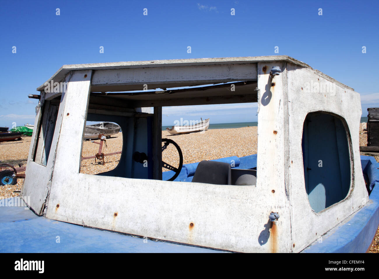 Alten Fischerboote am Strand von Deal, Kent, England. Stockfoto