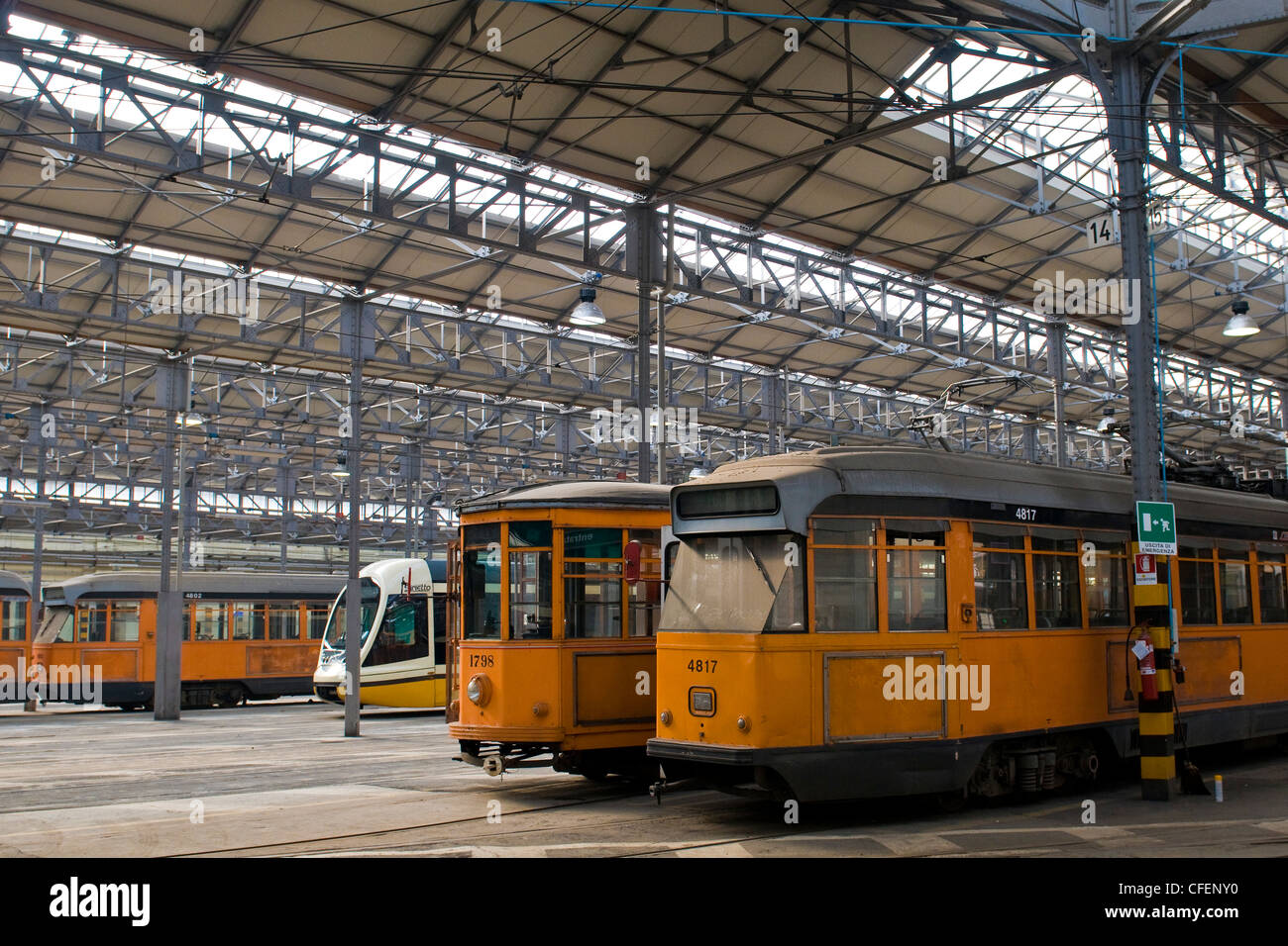 Straßenbahn Schuppen ATM, Mailand, Italien Stockfoto