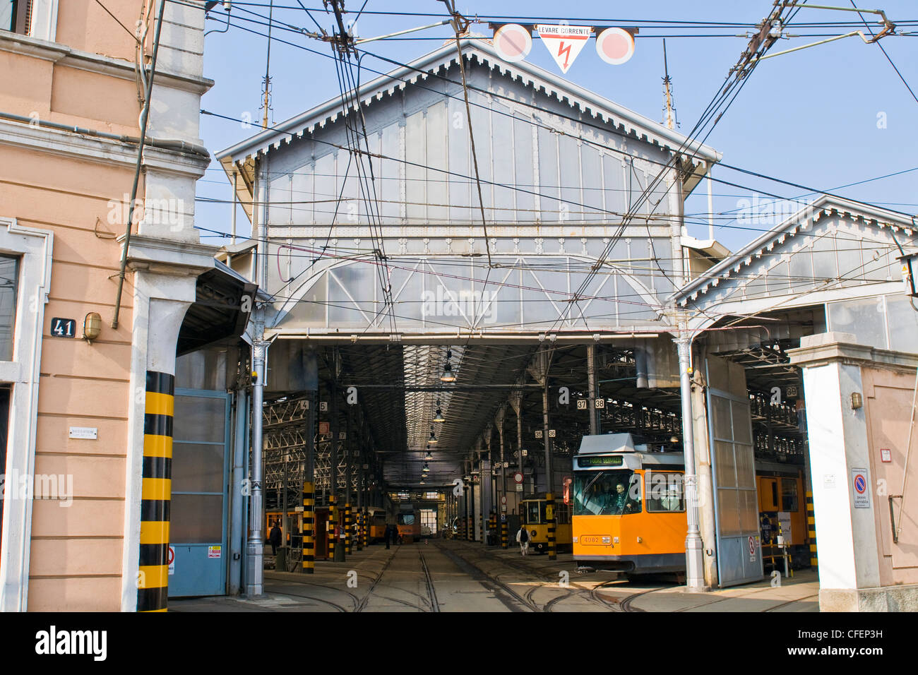 Straßenbahn Schuppen ATM, Mailand, Italien Stockfoto