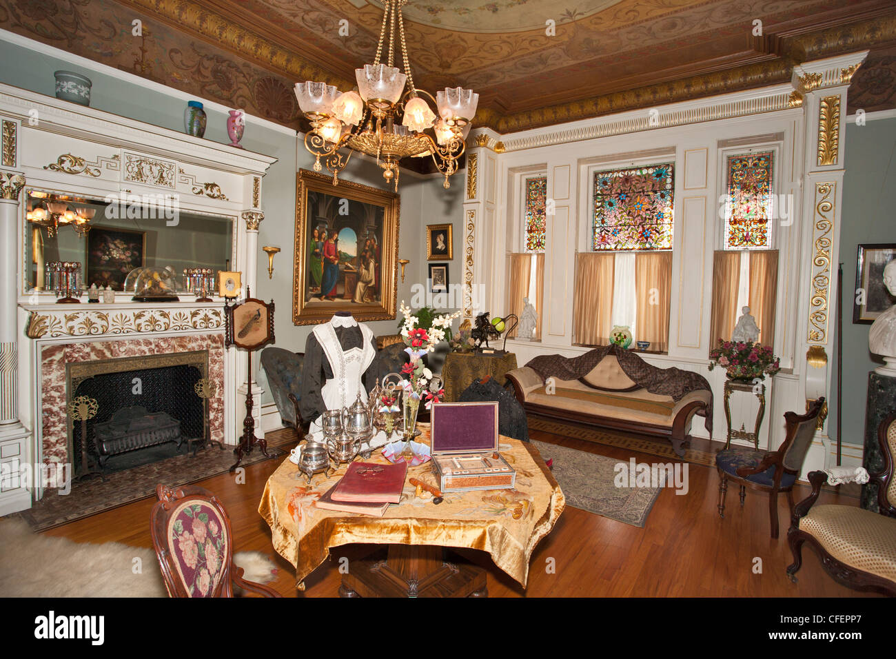 Innenraum von Craigdarroch Castle gebaut für Robert Dunsmuir-Victoria, British Columbia, Kanada. Stockfoto