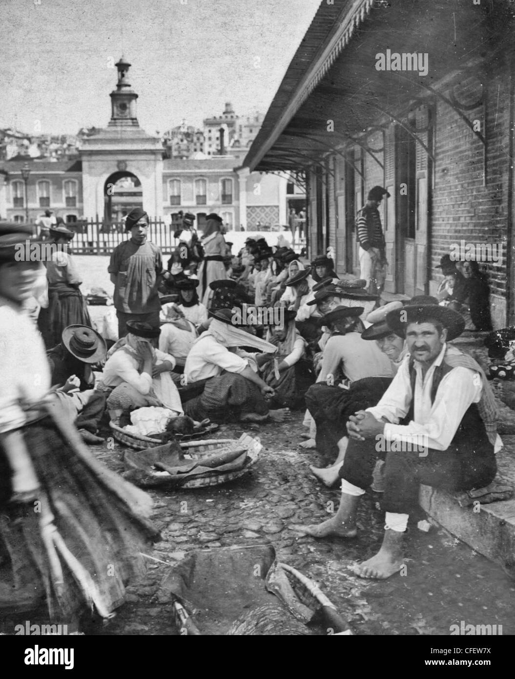 Mittagszeit, Fischmarkt, Lissabon, Portugal, ca. 1911 Stockfoto