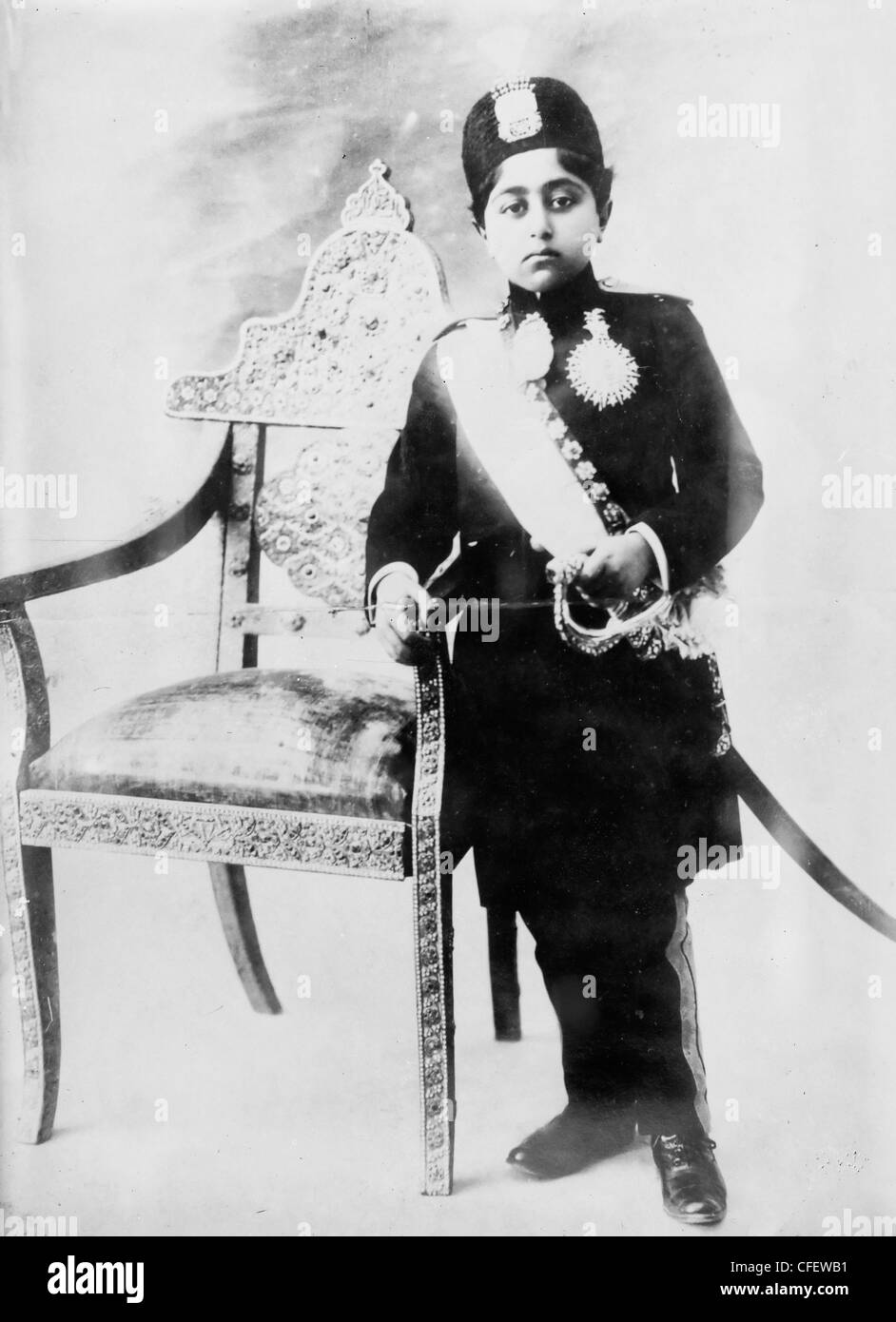 Ahmad Shah Qajar - Schah von Persien (Iran) von 1909 bis 1925 und der letzte der Qajar Dynastie, ca. 1910 Stockfoto