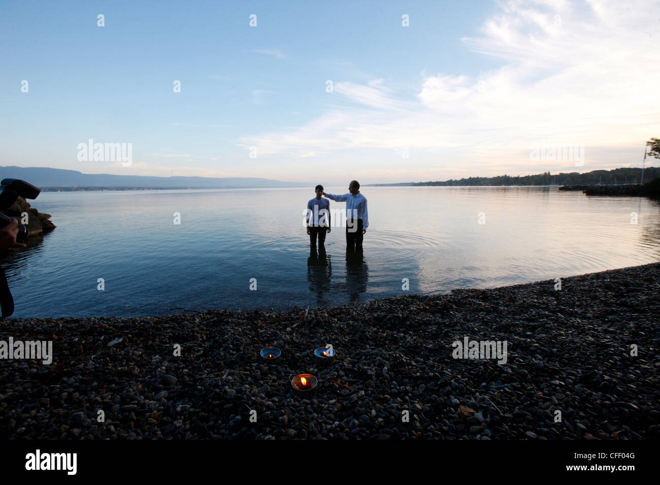 Taufe im See Leman, Genf, Schweiz, Europa Stockfoto