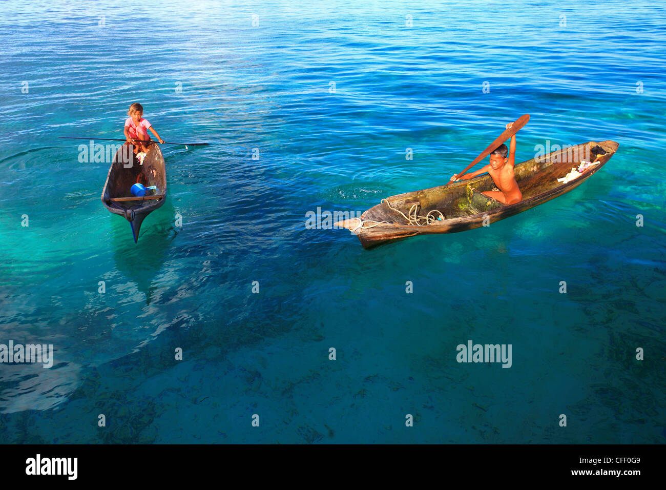 Mensch und Gesellschaft der Meer Bajau Stämme von Semporna, Sabah Stockfoto