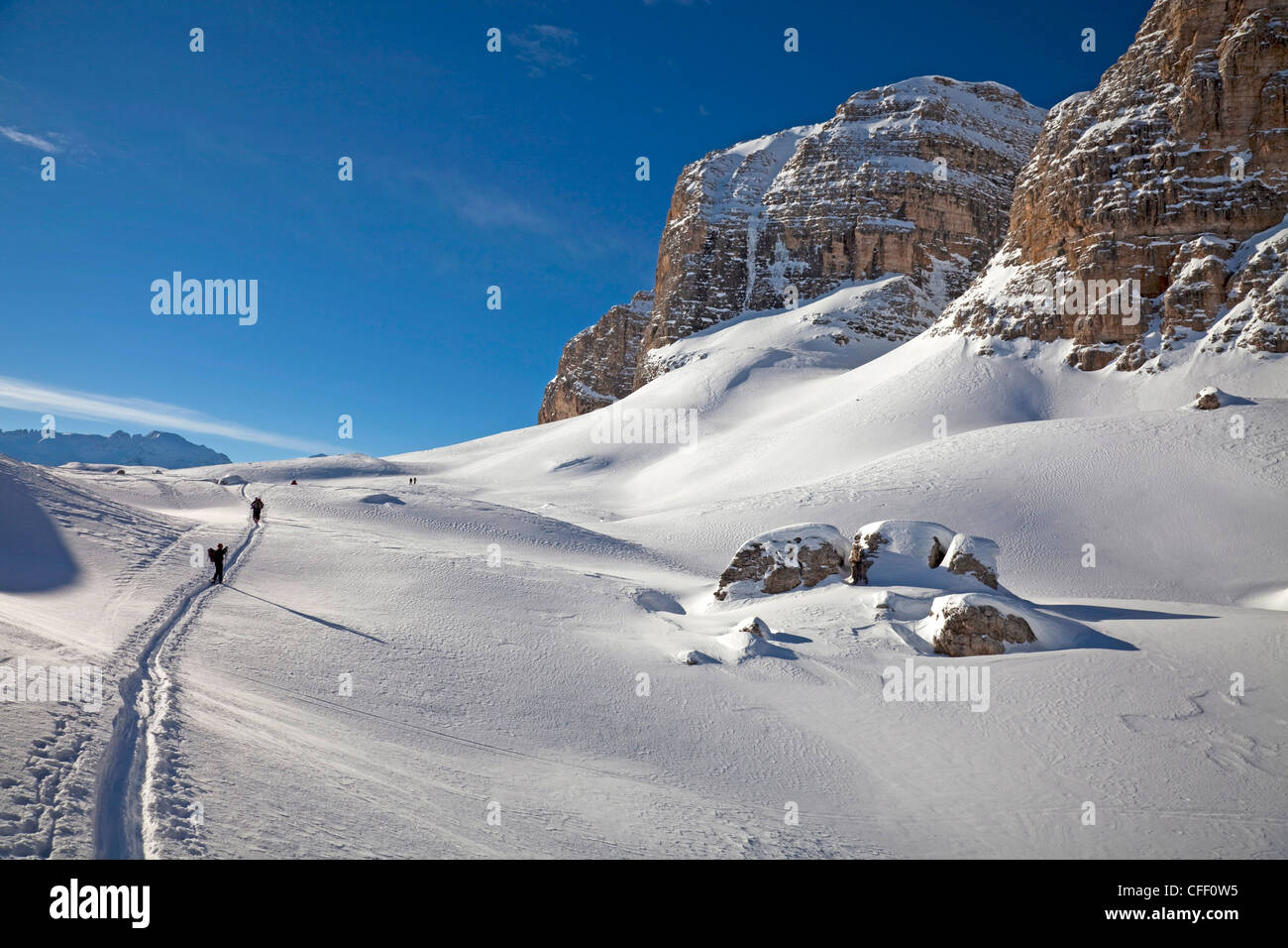 Skitouren, Skitouren in den Dolomiten, Piz Boe, Ostalpen, Bozen, Südtirol, Italien, Europa Stockfoto
