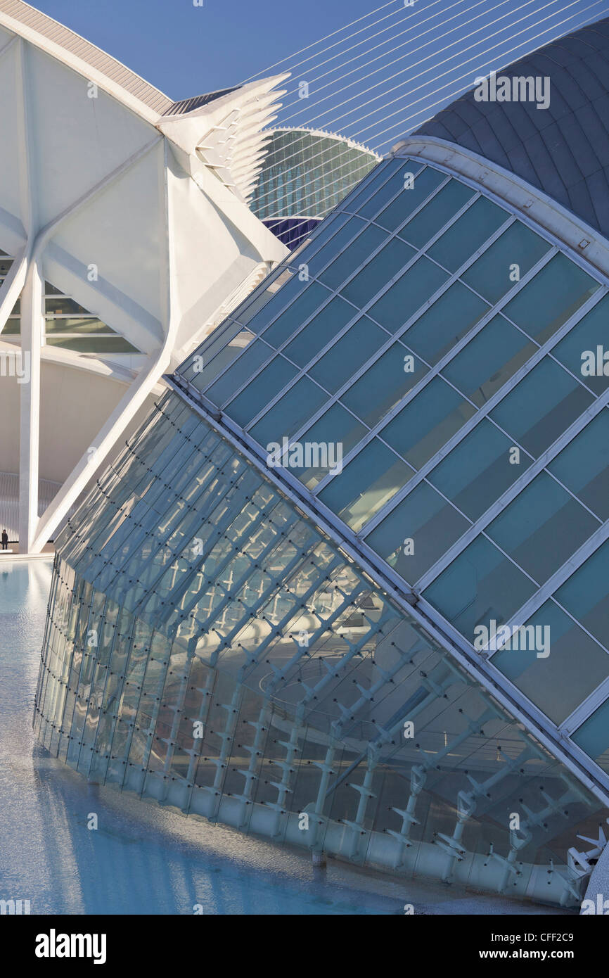 Detail des IMAX Kinos L'Hemispheric, Ciudad de Las Artes y de Las Ciencias, Valencia, Spanien, Europa Stockfoto