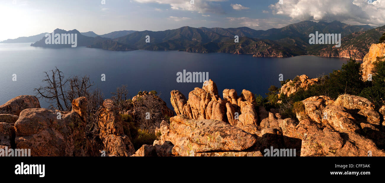 Panorama der Calanche, Golfe de Porto, Korsika, Frankreich Stockfoto