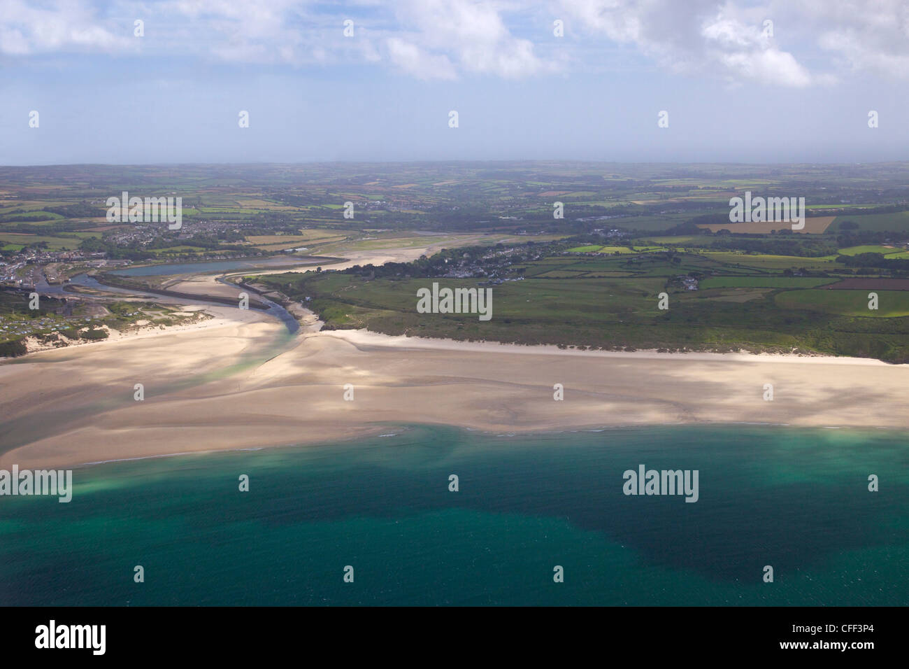 Luftaufnahme von Hayle Mündung, St. Ives Bay, Cornwall, England, Vereinigtes Königreich, Europa Stockfoto