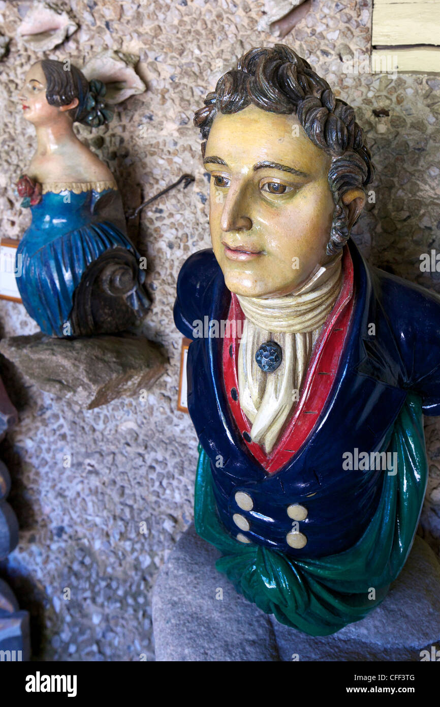 Englischer Gentleman Galionsfigur, Schiffe Galionsfigur Sammlung, Klostergarten, Insel Tresco, Isles of Scilly, England, UK Stockfoto
