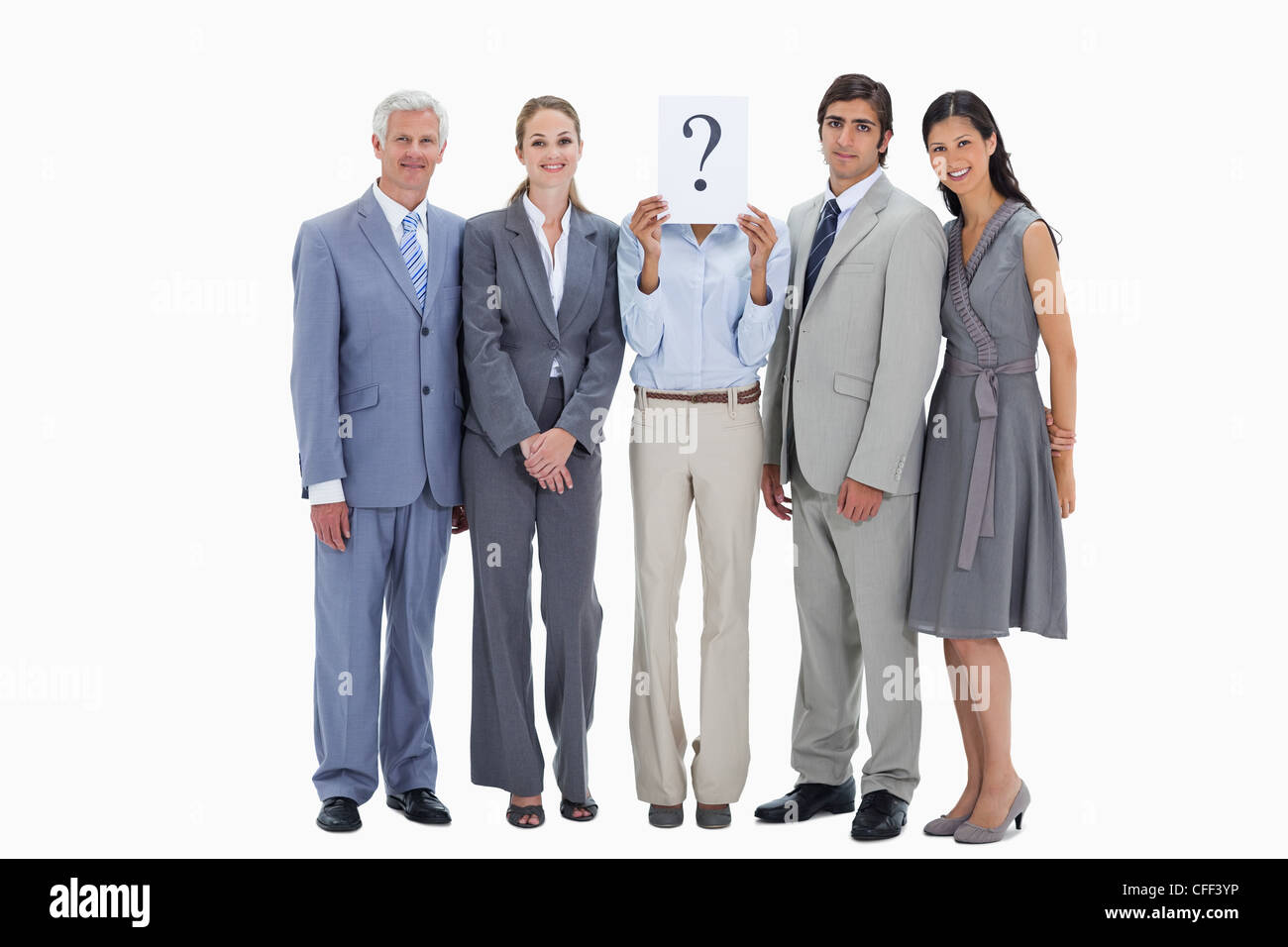 Business-Team mit einem Fragezeichen versehen Stockfoto