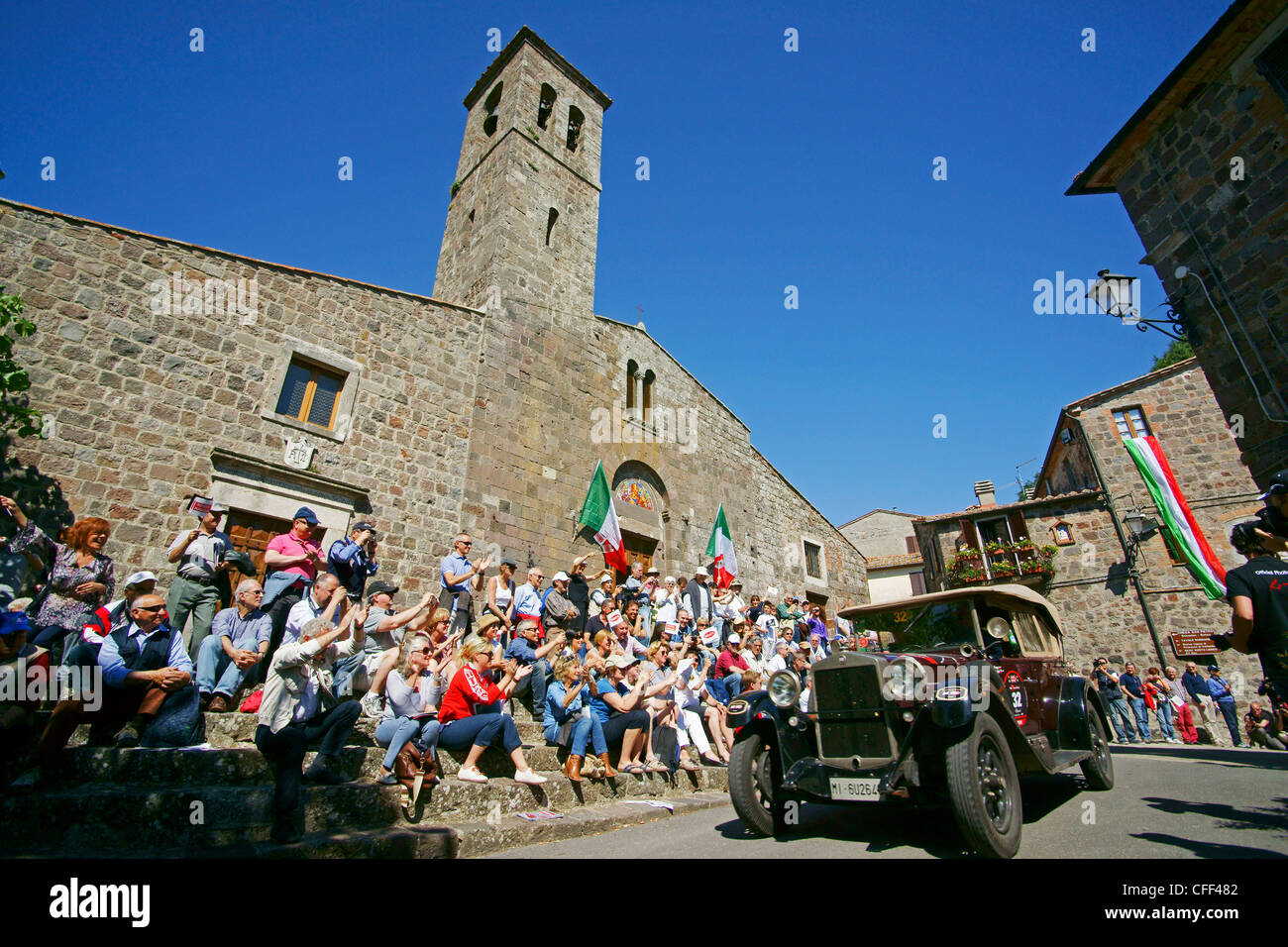 Oldtimer auf ein Rennen, Radicofani, Toskana, Italien, Europa Stockfoto