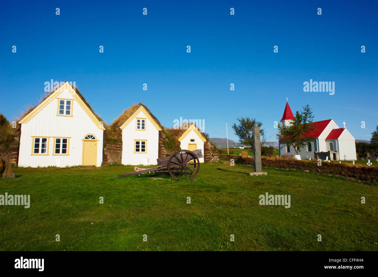 Traditionelle Hof Glaumbaer um Varmahlid, Island, Polarregionen Stockfoto