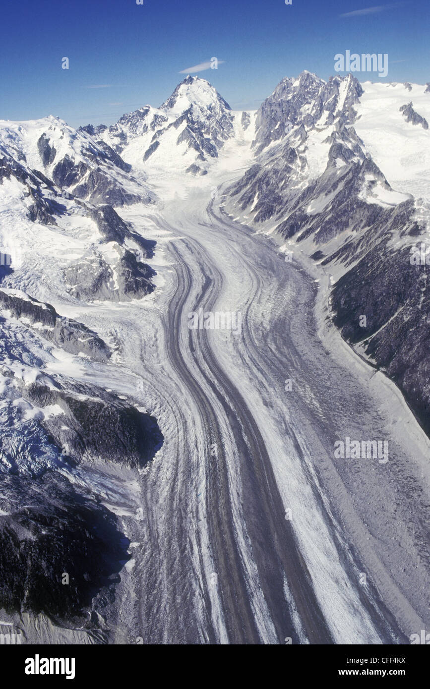 Tiedamein Gletscher, Mt. Waddington, British Columbia, Kanada. Stockfoto