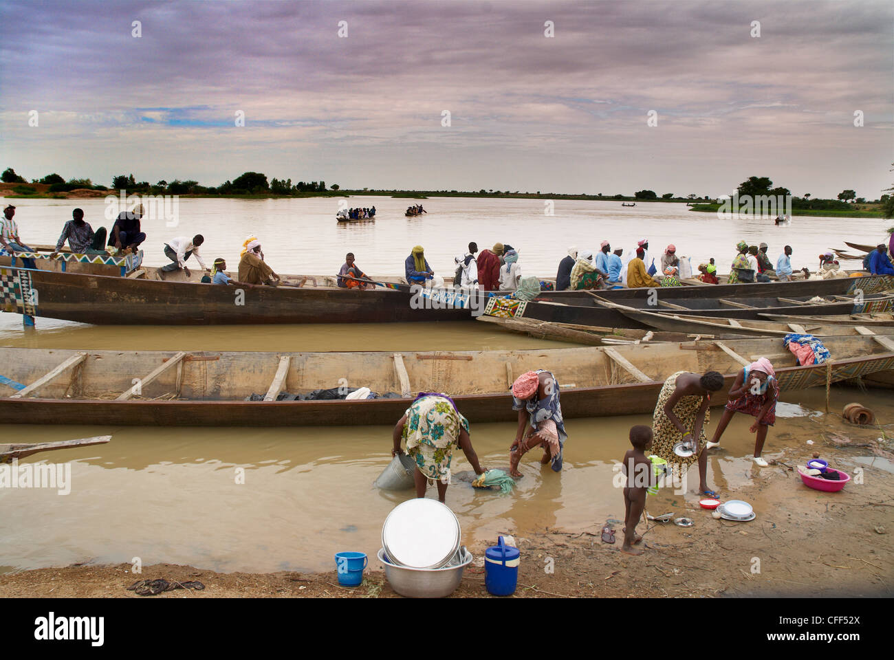 Sonntagsmarkt in Ayorou am Ufer des Flusses Niger, Niger, Westafrika, Afrika Stockfoto